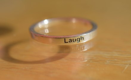 Make 'em laugh.  This is one of my favorite rings, and, as you can tell, it's a little beat up.  It's from Helzberg Diamonds (http://www.helzberg.com/product/stack+laugh+ring+1817060.do?sortby=bestSellers&page=2), and no, they didn't pay me to post this here.  Although, it would be great if they did.  :) Photo by: Elizabeth Preston