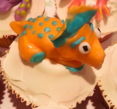 I don't like to use black food dye, so his eyes are made out of black licorice and homemade marshmallow fondant. Cupcake By: Elizabeth Preston Photo By: Elizabeth Preston 